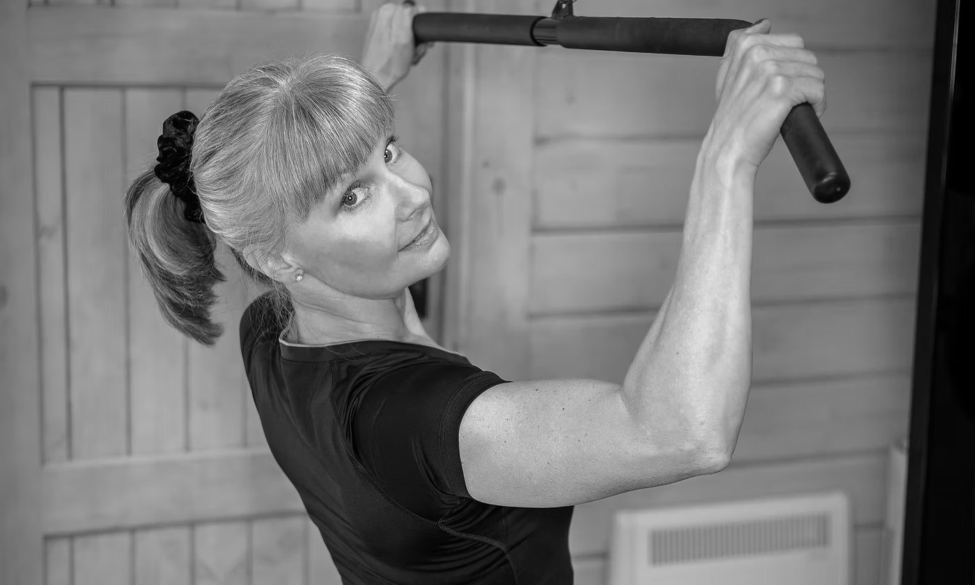 Tracy Austin, personal trainer, training in her private gym in Horley, Surrey